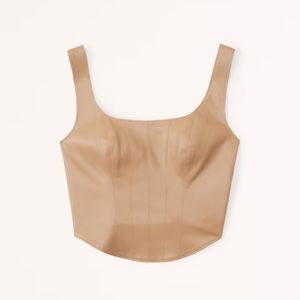 Vegan Leather Corset Scoopneck Top Abercrombie & Fitch